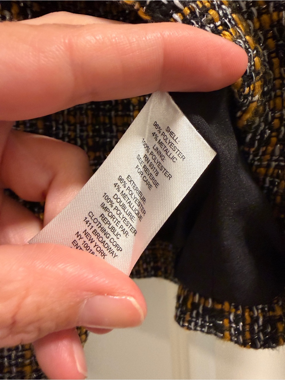 Elie Tahari Black, White & Mustard Tweed Jacket - Picture 4 of 11